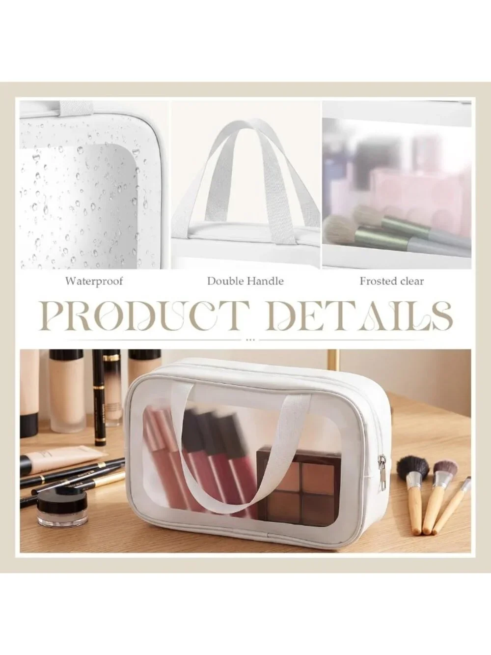 12 Pcs Clear Toiletry Bags with Handle - Waterproof Travel Cosmetic Bags for Men